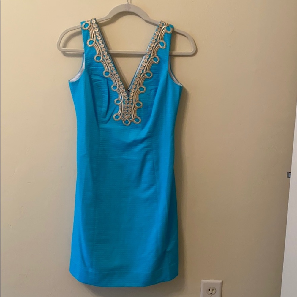 Turquoise and Gold Lily Pulitzer dress